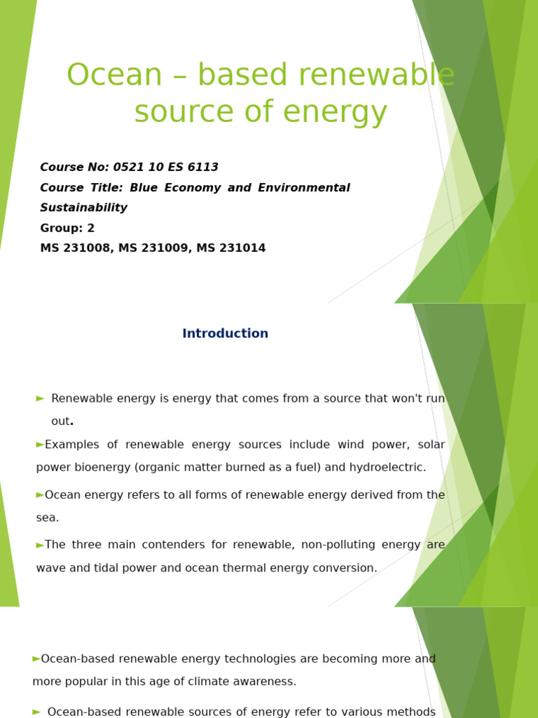 Understanding Ocean Energy Sources | PDF | Oceans | Energy Development
