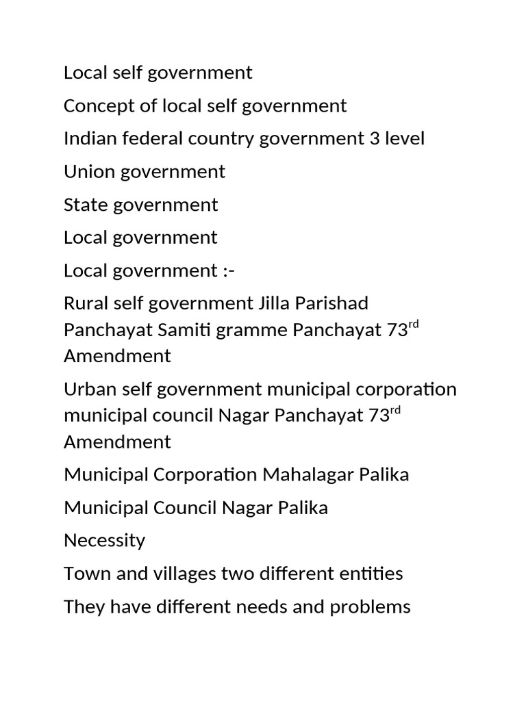 Understanding Local Self Government in India | PDF | Politics