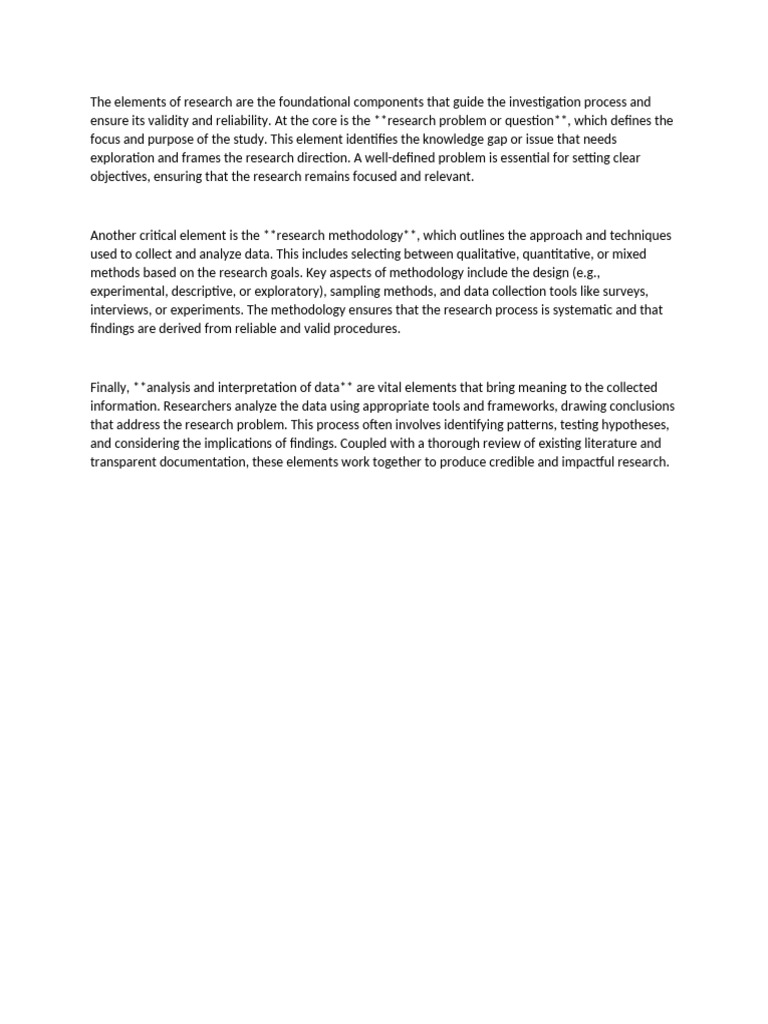 7 Essential Elements of Research | PDF | Career & Growth