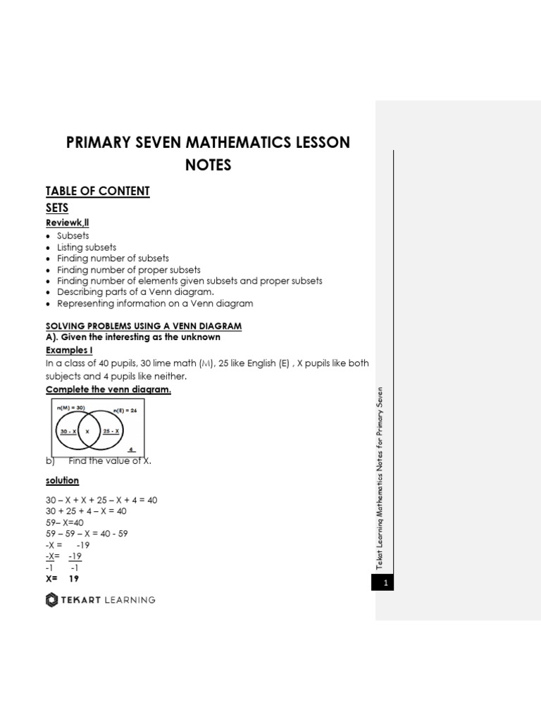Primary Seven Mathematics Notes Guide | PDF | Division (Mathematics ...