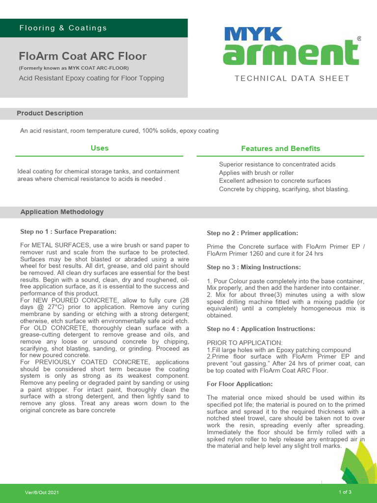 Acid Resistant Epoxy Floor Coating Guide | PDF | Epoxy | Concrete