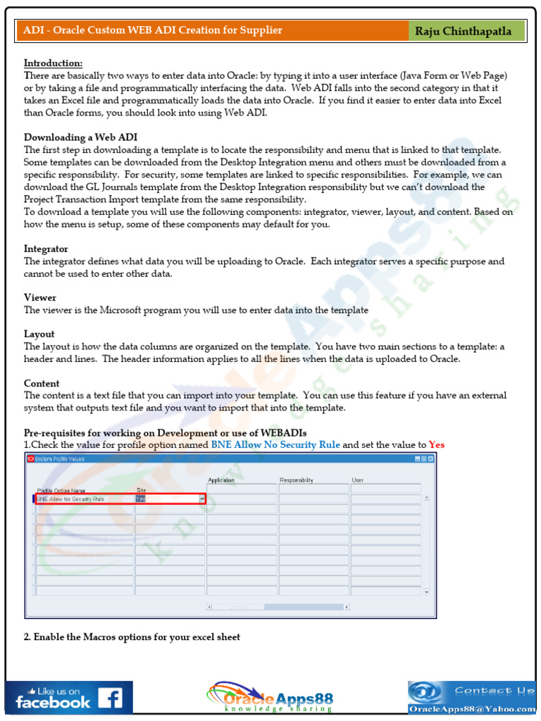 WebADI - Oracle Custom WEB ADI Creation For Supplier | PDF | Microsoft ...