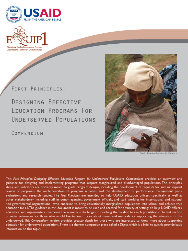 First Principles Designing Effective Education Programs For Underserved ...