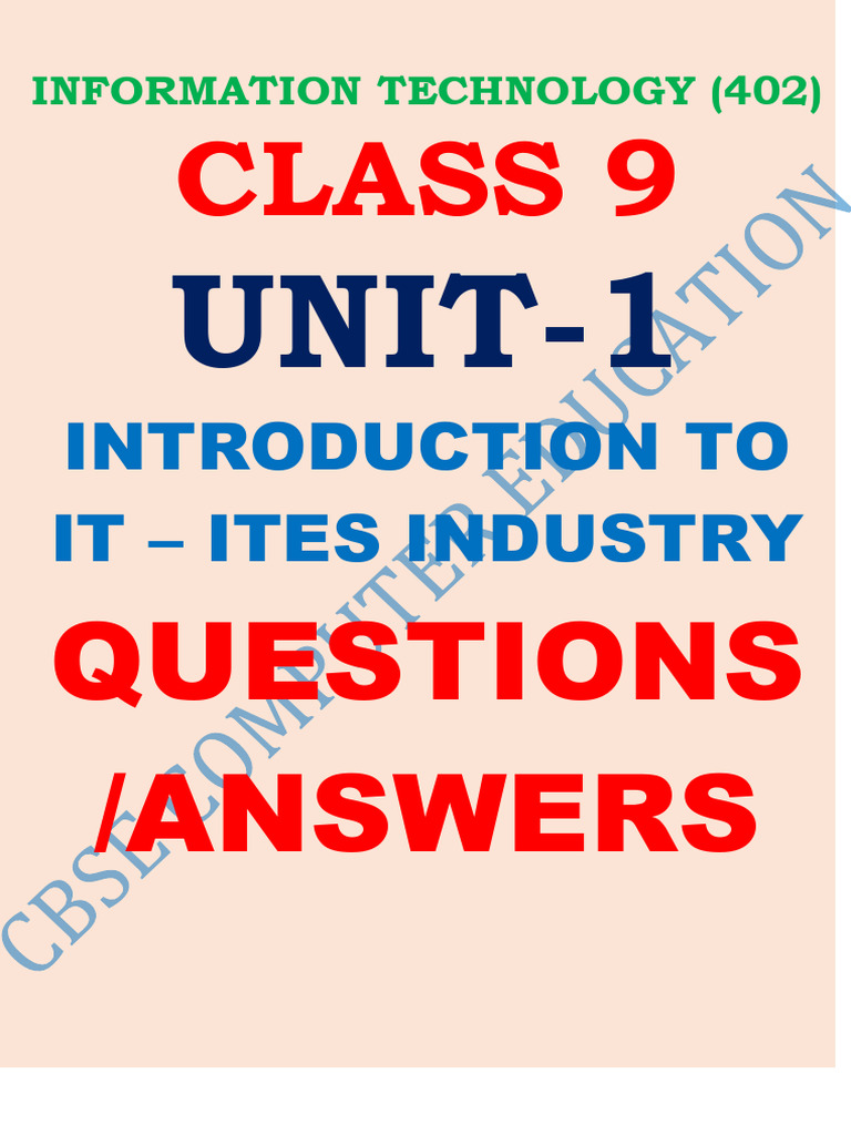 Class 9 It B-U1 | PDF | Outsourcing | Information Technology