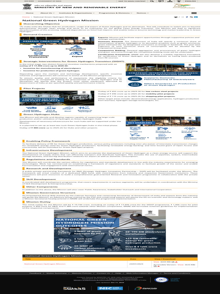National Green Hydrogen Mission Overview | PDF | Renewable Energy ...