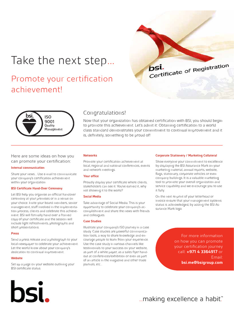 Promote Your BSI Certification Success | PDF