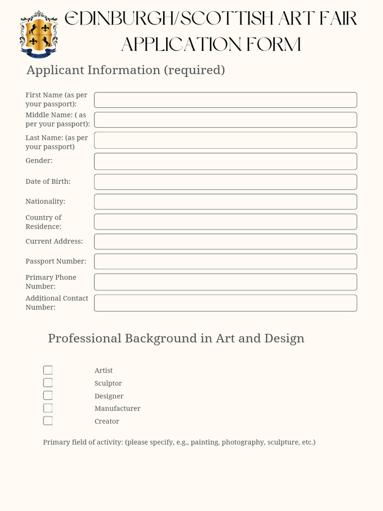 Edinburgh Art Fair Application Form | PDF