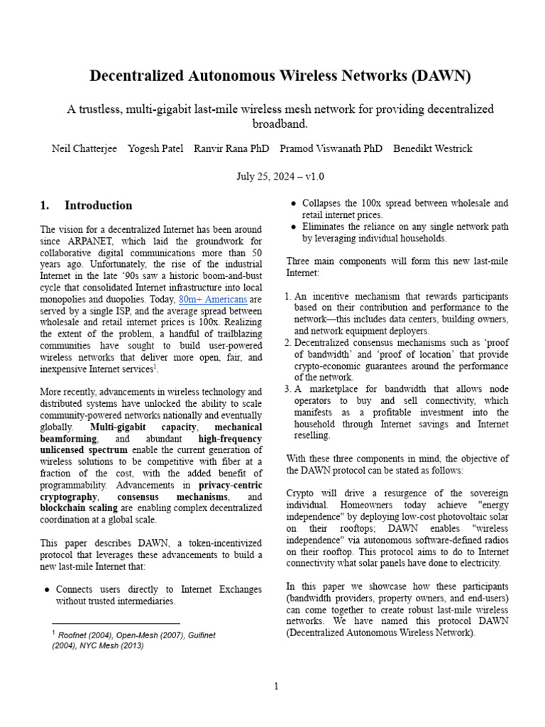 Decentralized Wireless Mesh Network DAWN | PDF | Computer Network | I Pv6