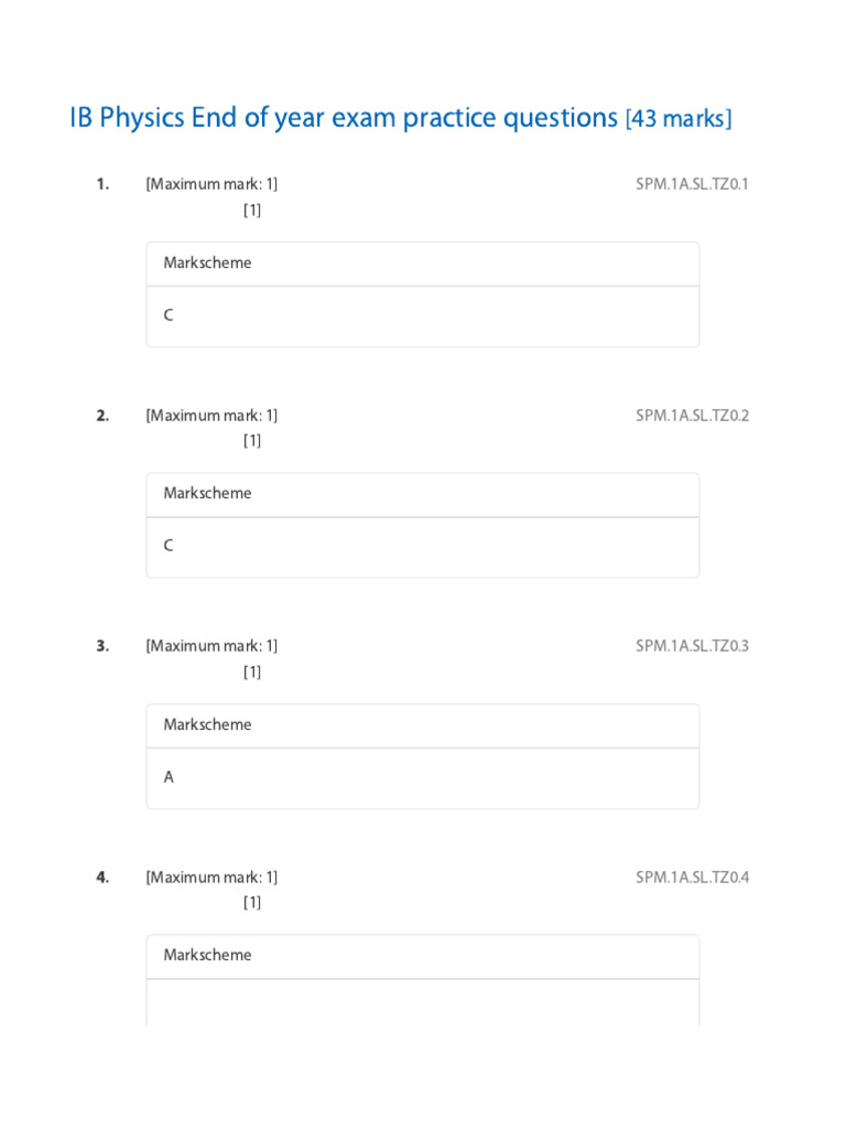 IB Physics Exam Practice Questions | PDF | Qualifications | Educational ...