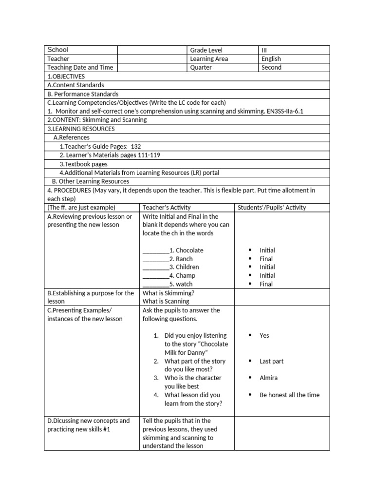 Week 1 Day 5 | PDF | Speed Reading | Teachers