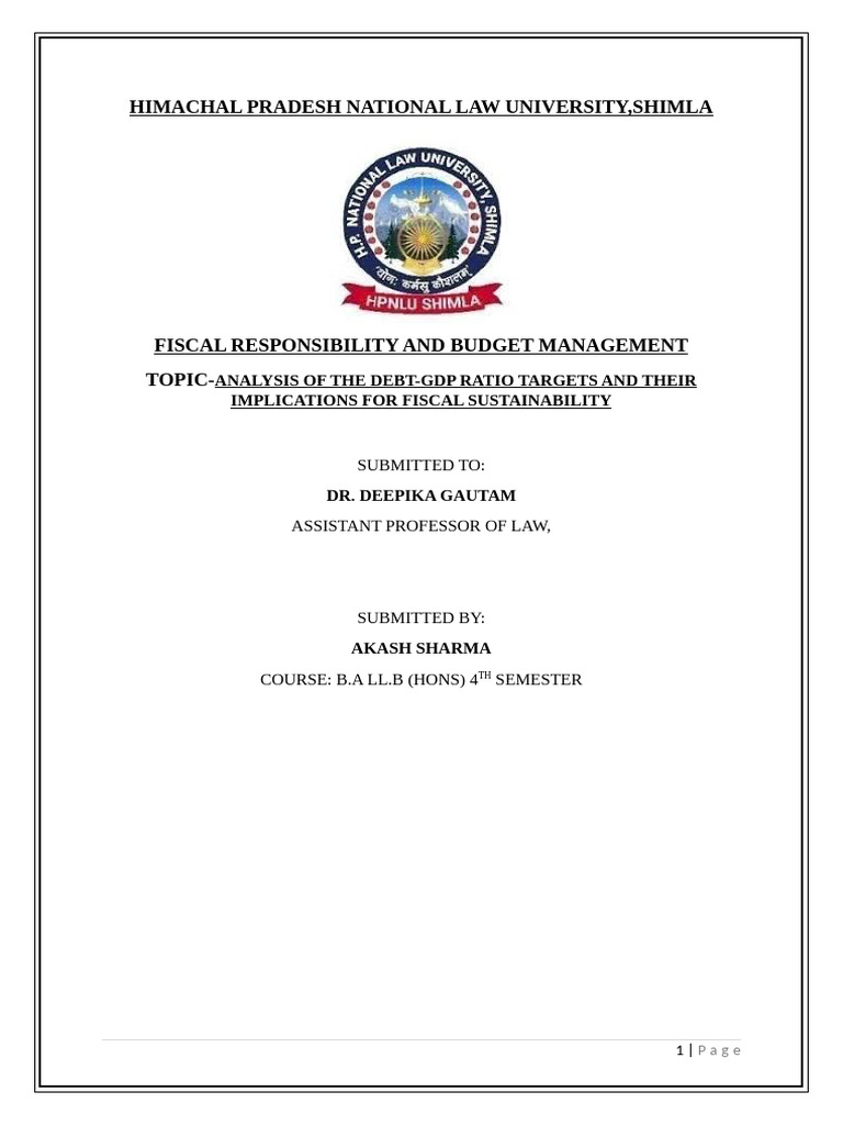 FRBM Assignment | PDF | Fiscal Policy | Government Budget Balance