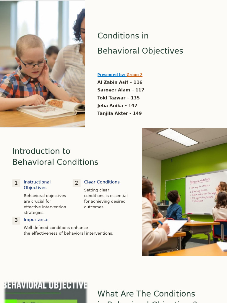 Conditions in Behavioral Objectives | PDF | Behavior | Cognition