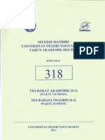 Soal Seleksi Mandiri Universitas Negeri Yogyakarta 2011 (SM Uny) Tes Bakat Akademk+Bahasa Inggris+Kemampuan Ips