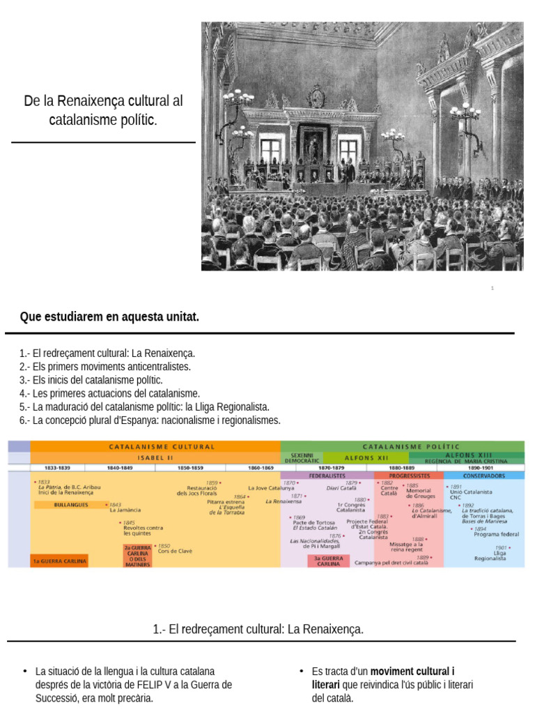 Tema 2. de La Renaixença Cultural Al Catalanisme Polític. | PDF