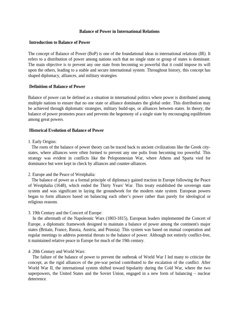 BALANCE OF POWER IN INTERNATIONAL RELATIONS PDF IGNOU visual data 3