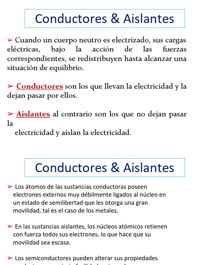 Conductores & Aislantes | PDF | Electricidad | Aislador (Electricidad)