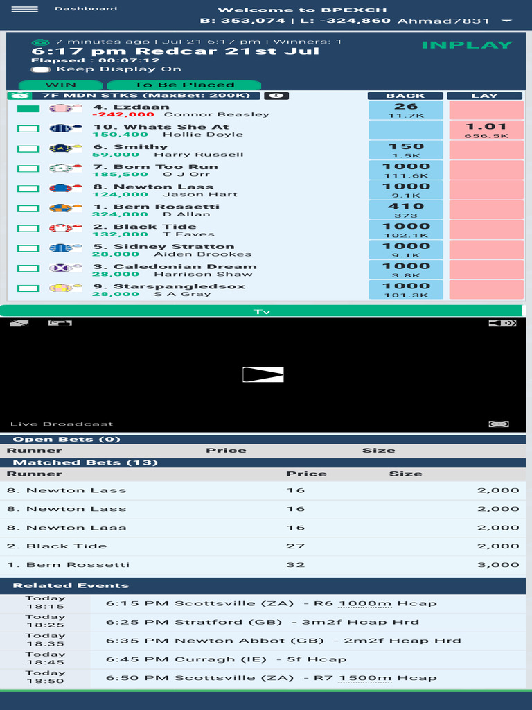 BPEXCH Live Betting Overview | PDF