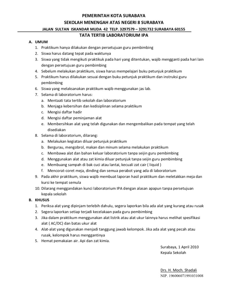 Tata Tertib Laboratorium Ipa PDF