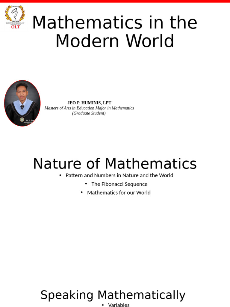 Mathematics in The Modern World Full | PDF | Mean | Statistics