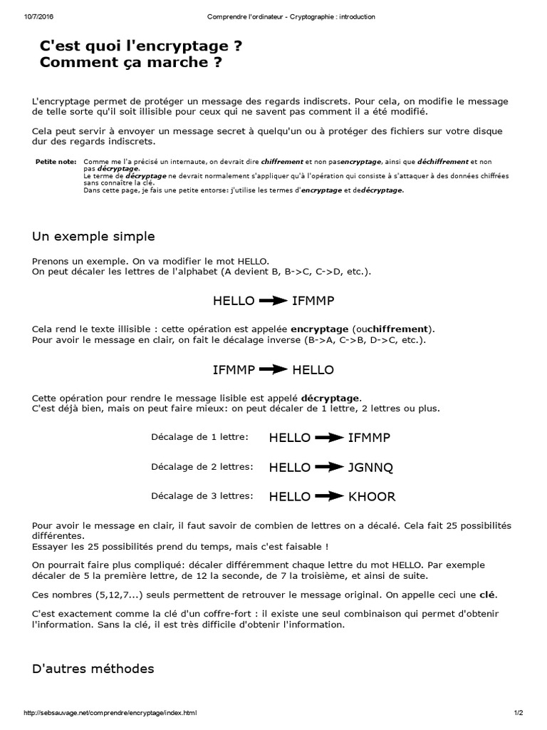 Introduction à la cryptographie et chiffrement | PDF | Cryptage ...