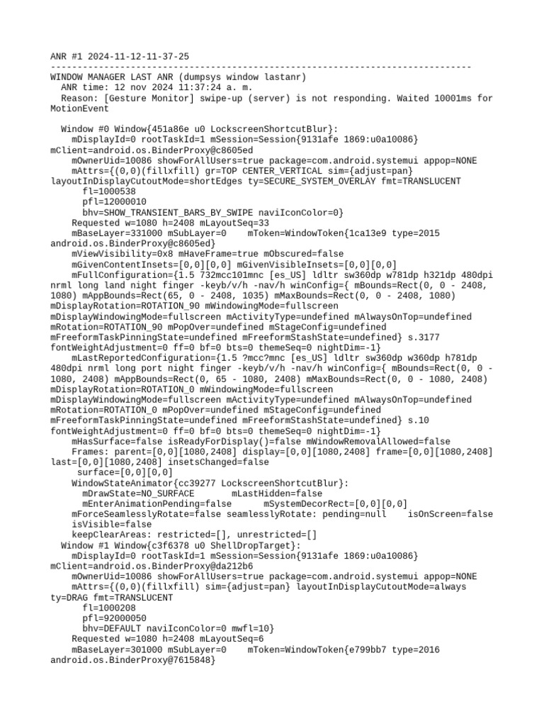Dumpsys ANR WindowManager | PDF | Embedded Linux Distributions | System ...