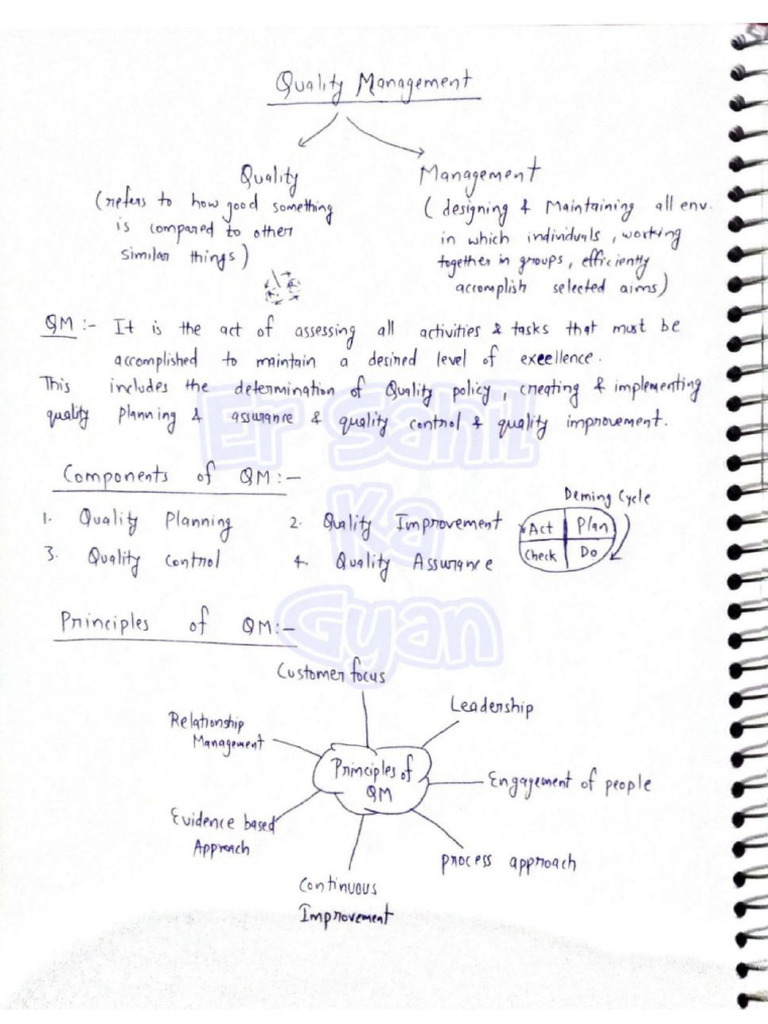 Quality Management Sample Notes | PDF