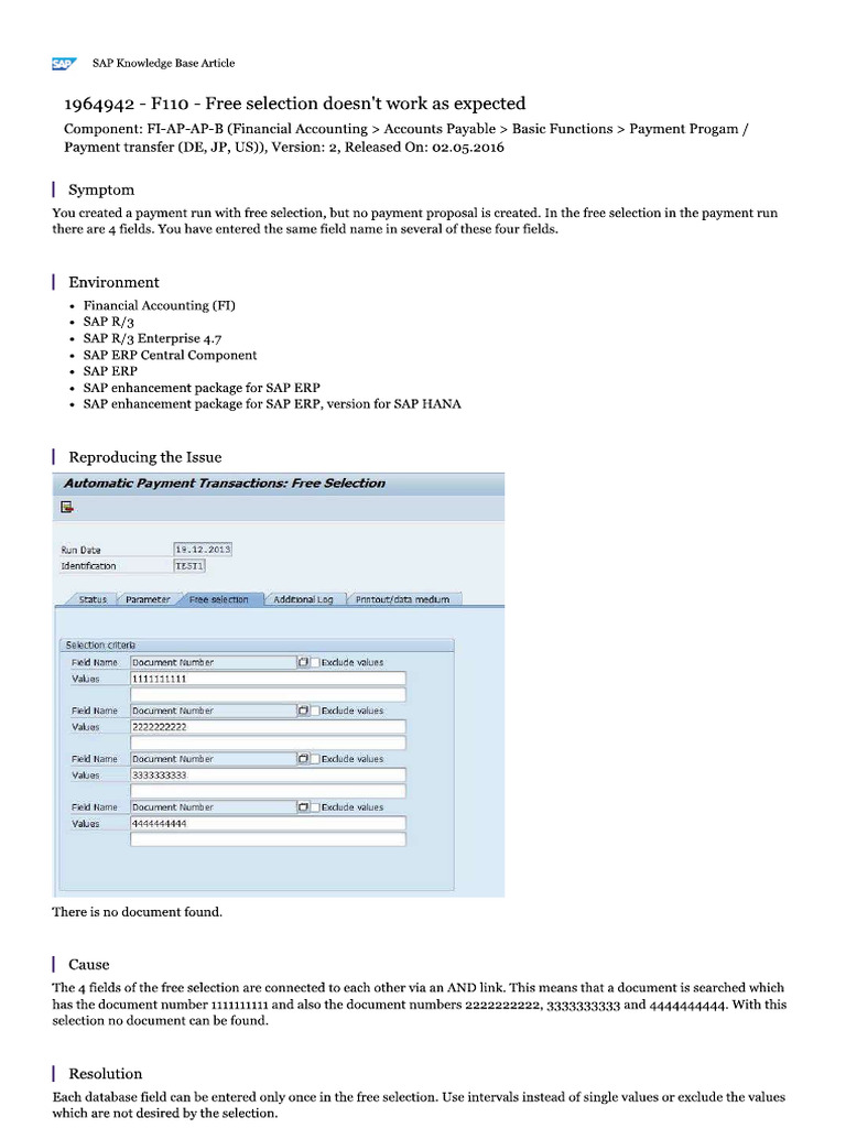 F110 - Free Selection Doesn't Work As Expected | PDF