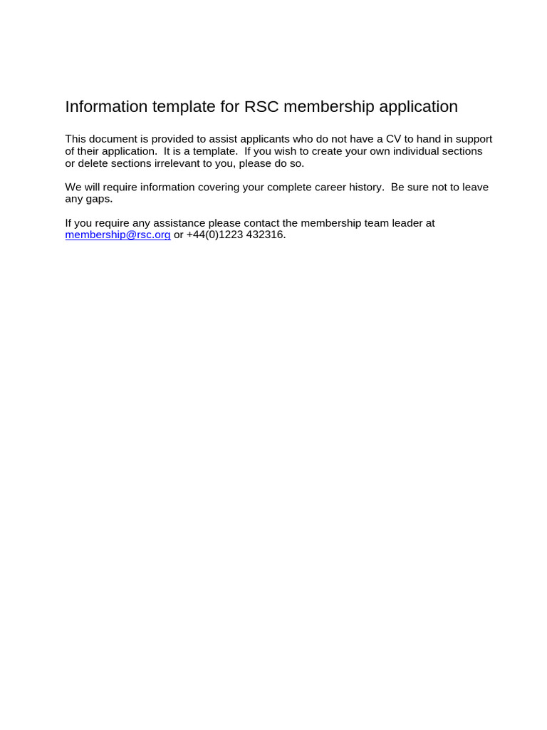 RSC Membership Application Template | PDF | Doctor Of Philosophy ...