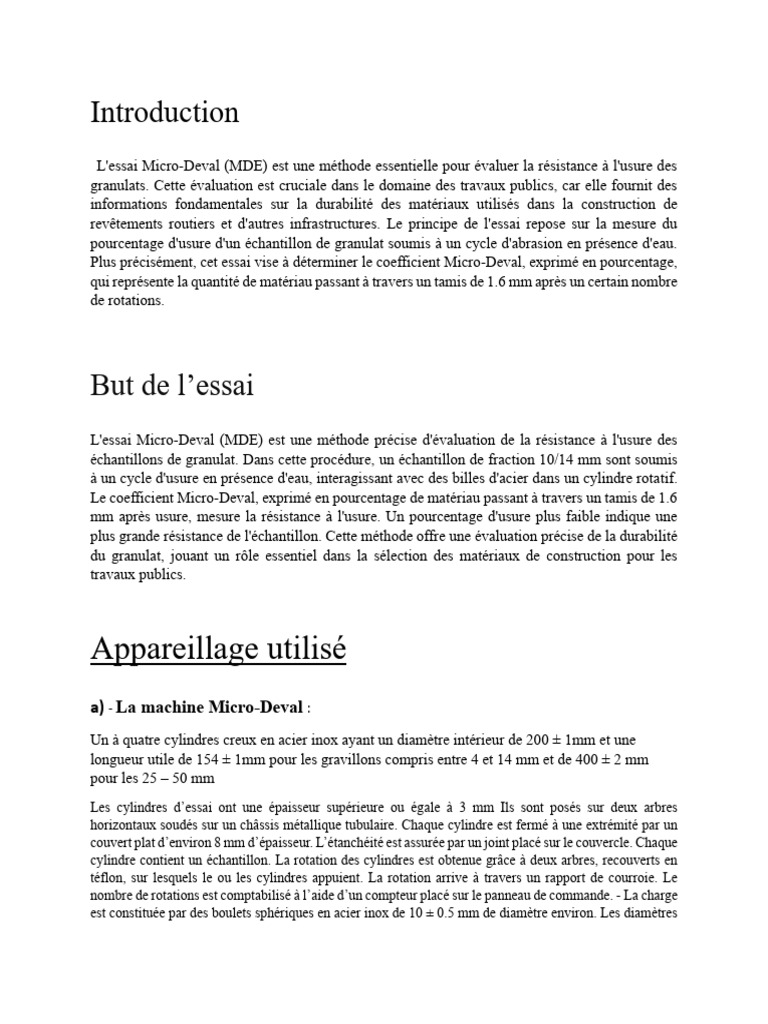 Essai Micro-Deval : Évaluation de l'usure | PDF | Technologie et ingénierie