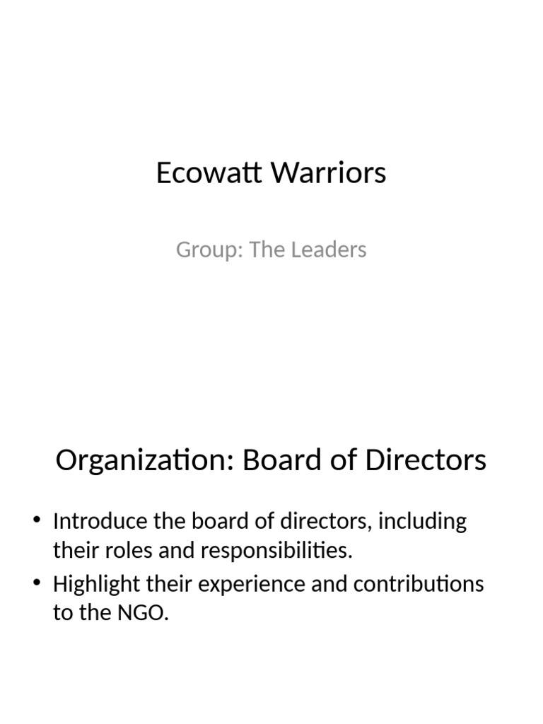 Ecowatt Warriors Presentation Template | PDF