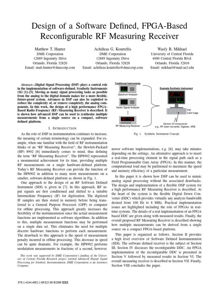 FPGA-Based RF Receiver Design | PDF | Software Defined Radio | Field ...