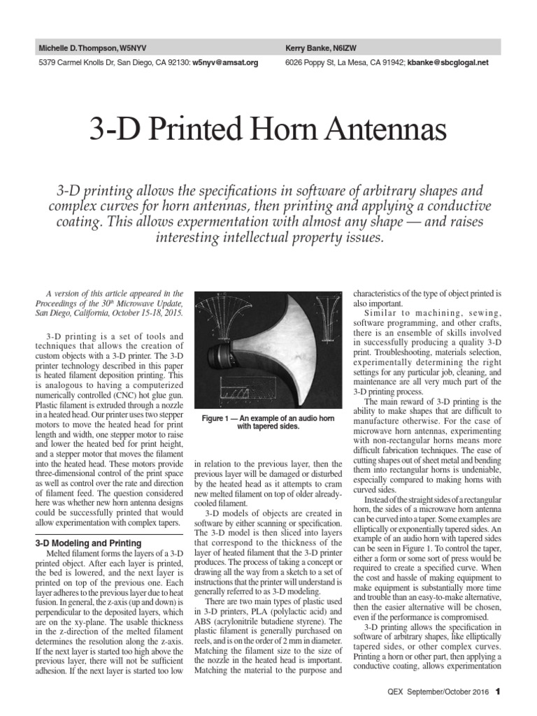 3D Printed Horn Antenna Designs | PDF | Technology & Engineering