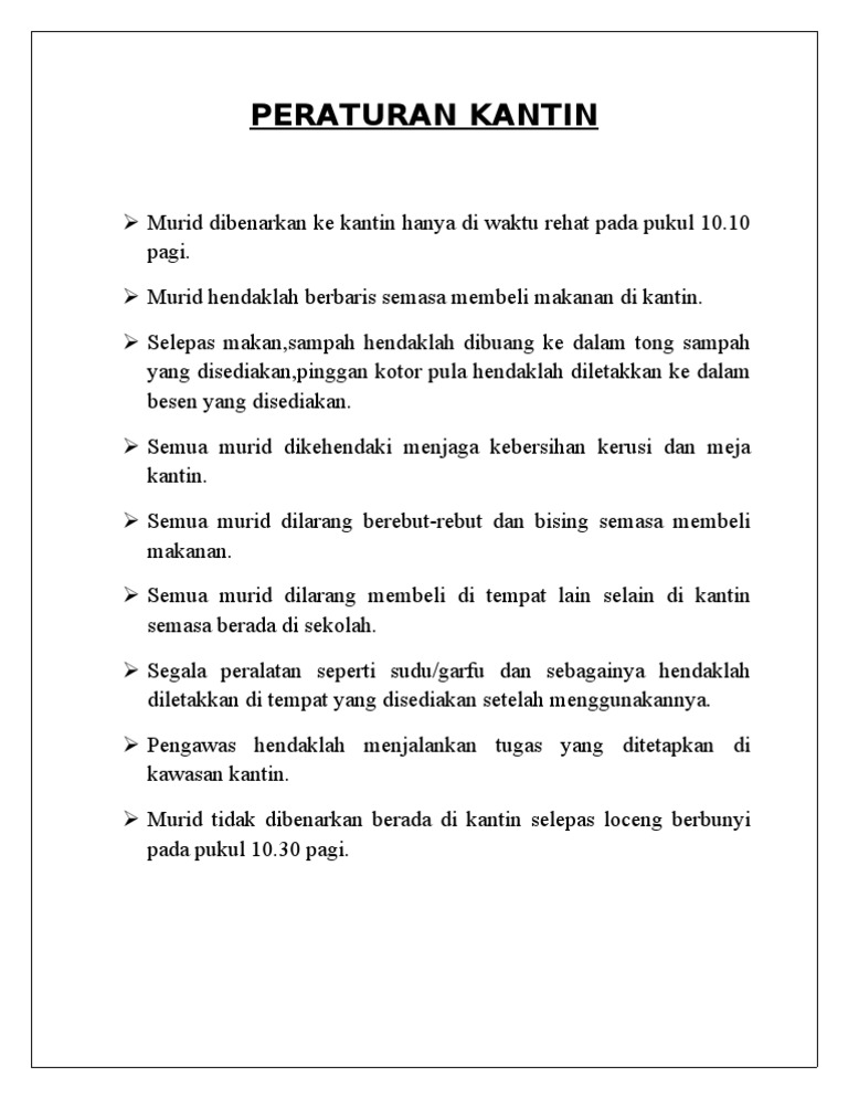 Peraturan Kantin Pdf