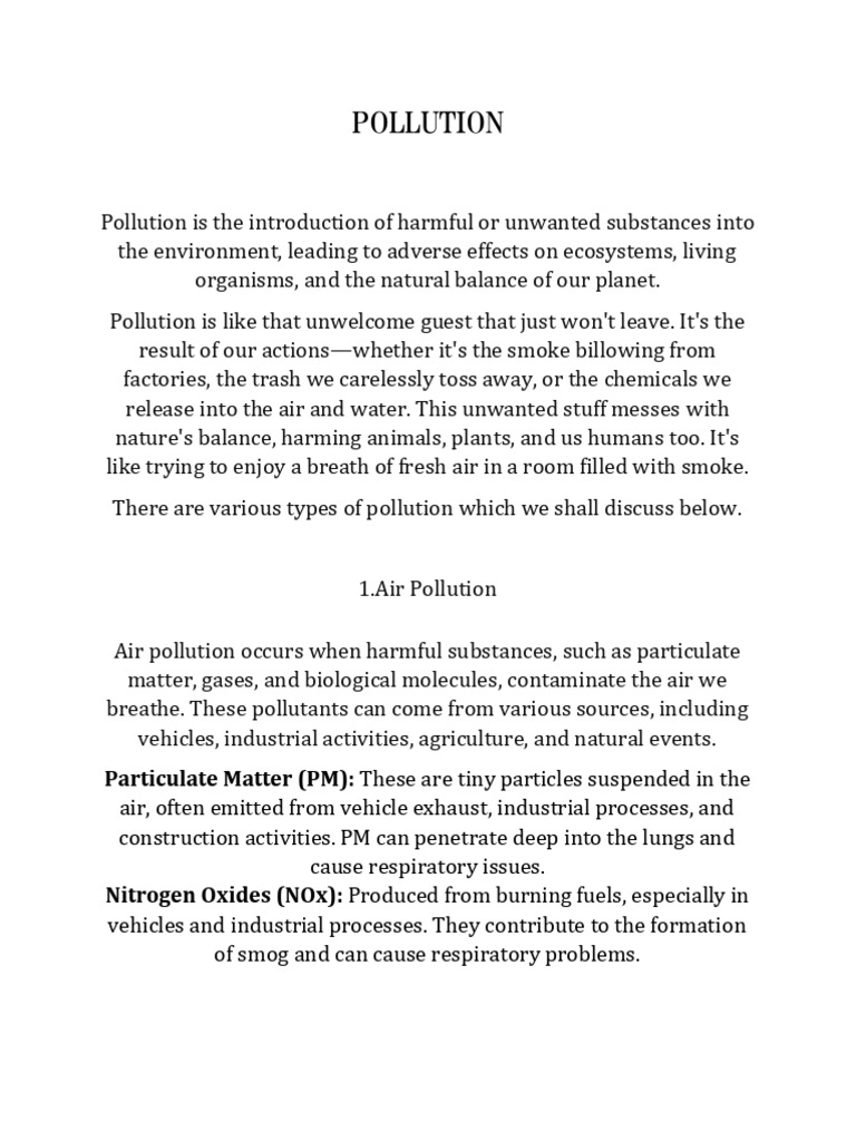 POLLUTION | PDF | Air Pollution | Exhaust Gas