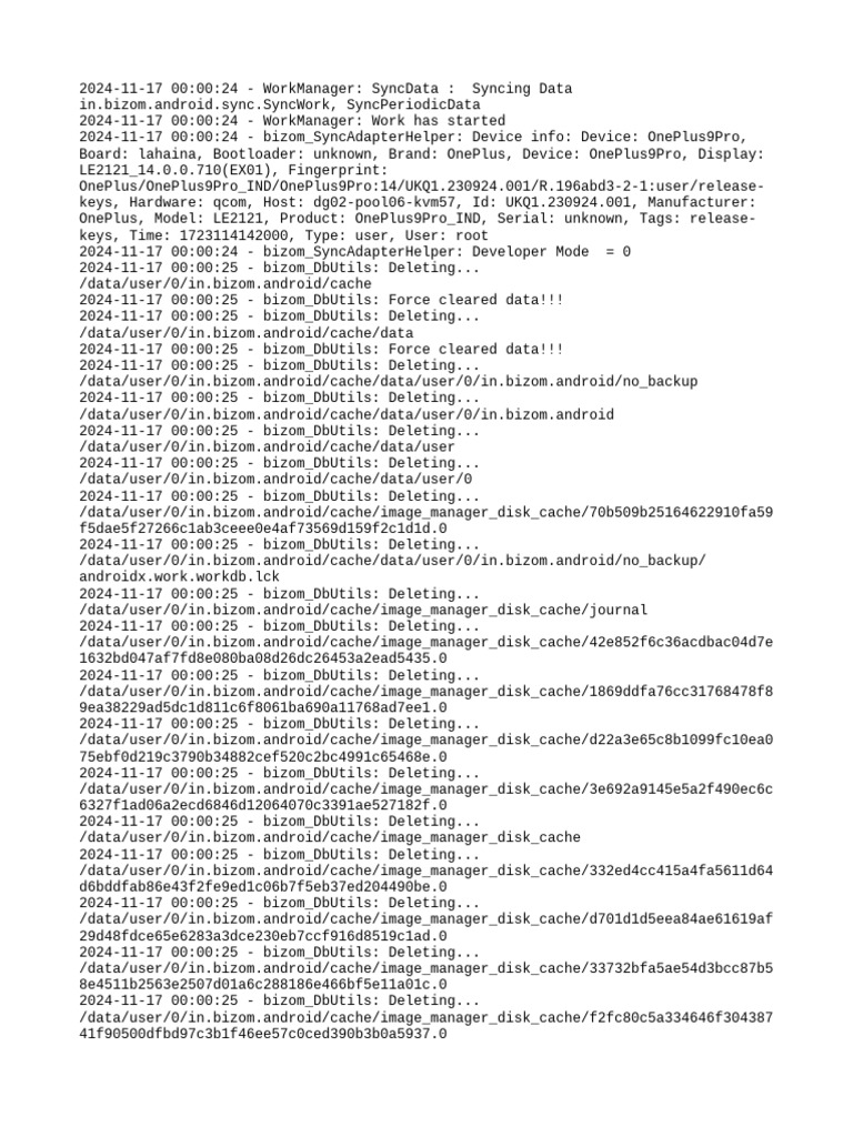 WorkManager Data Sync Log Analysis | PDF | Software | Computing