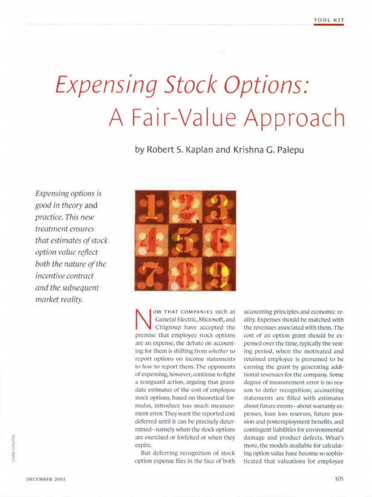 11-12. Expensing Stock Option A Fair Value Approach | PDF | Employee ...