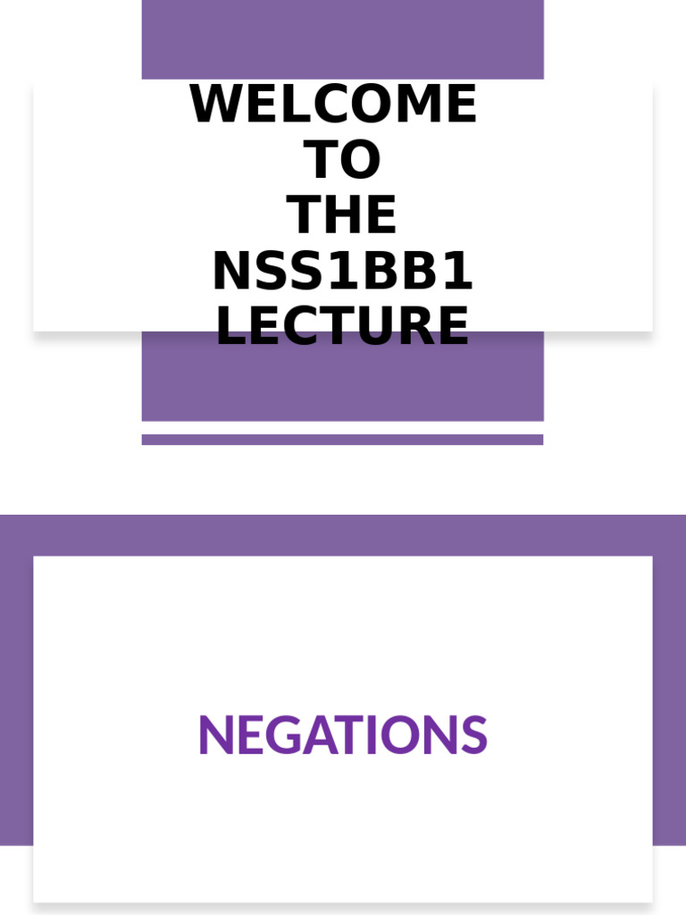 Week 5 - Negation and Objects NSS1BB1 | PDF | Subject (Grammar) | Grammar