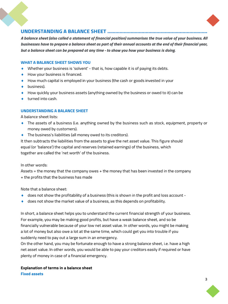 Understanding A Balance Sheet | PDF | Balance Sheet | Business Economics