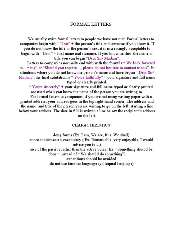 Formal Letters | PDF