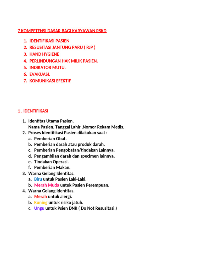 Form 7 Kompetensi Dasar Bagi Karyawan RSKD 2023 | PDF