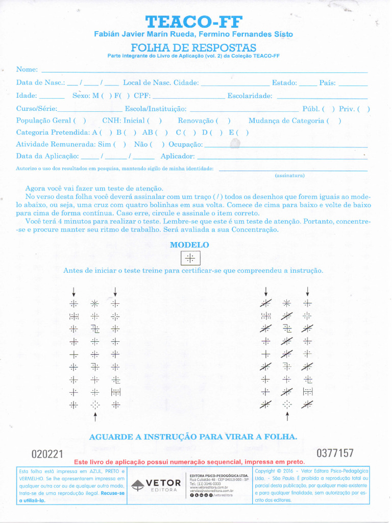 Folha Resposta - TEACO - FF | PDF