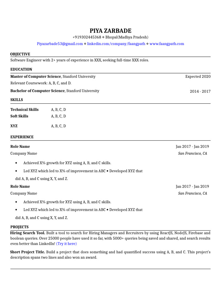 FAANGPath Profile: Software Engineer Resume | PDF | Computing