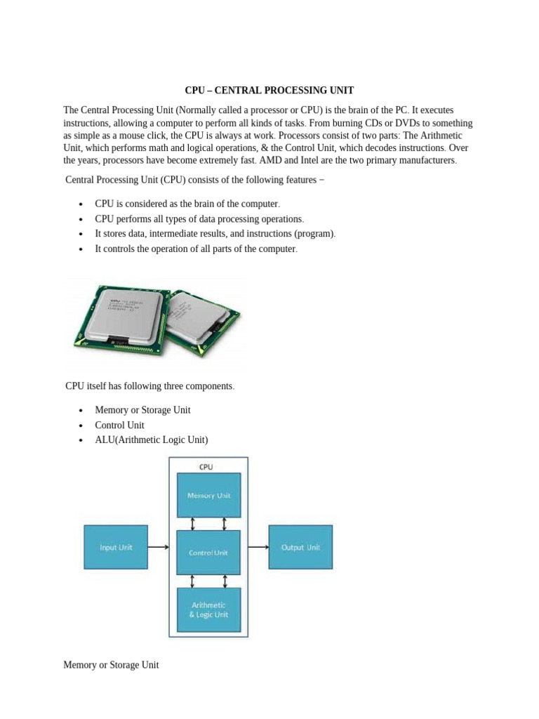 CPU Overview and Specifications | PDF | Central Processing Unit ...