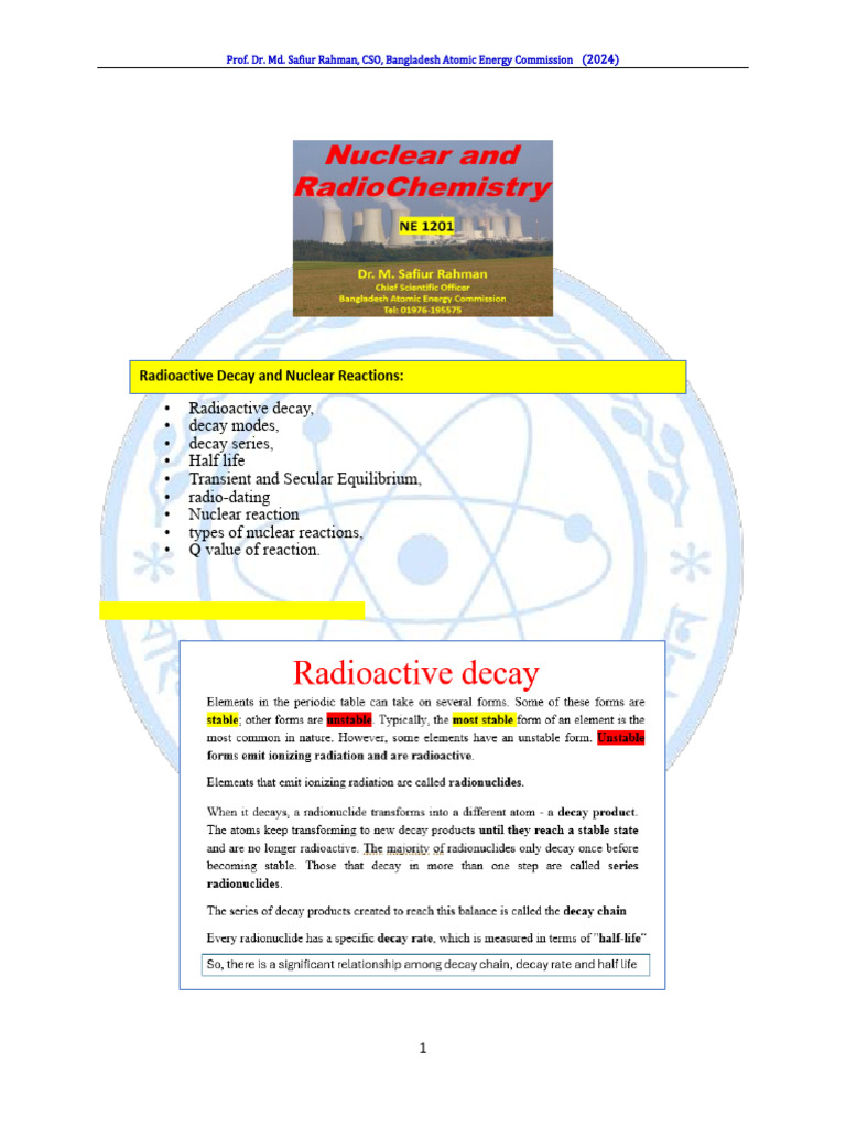 Class Note - Nuclear Engg. Chapter-B, 2024-03-05 | PDF | Radioactive ...