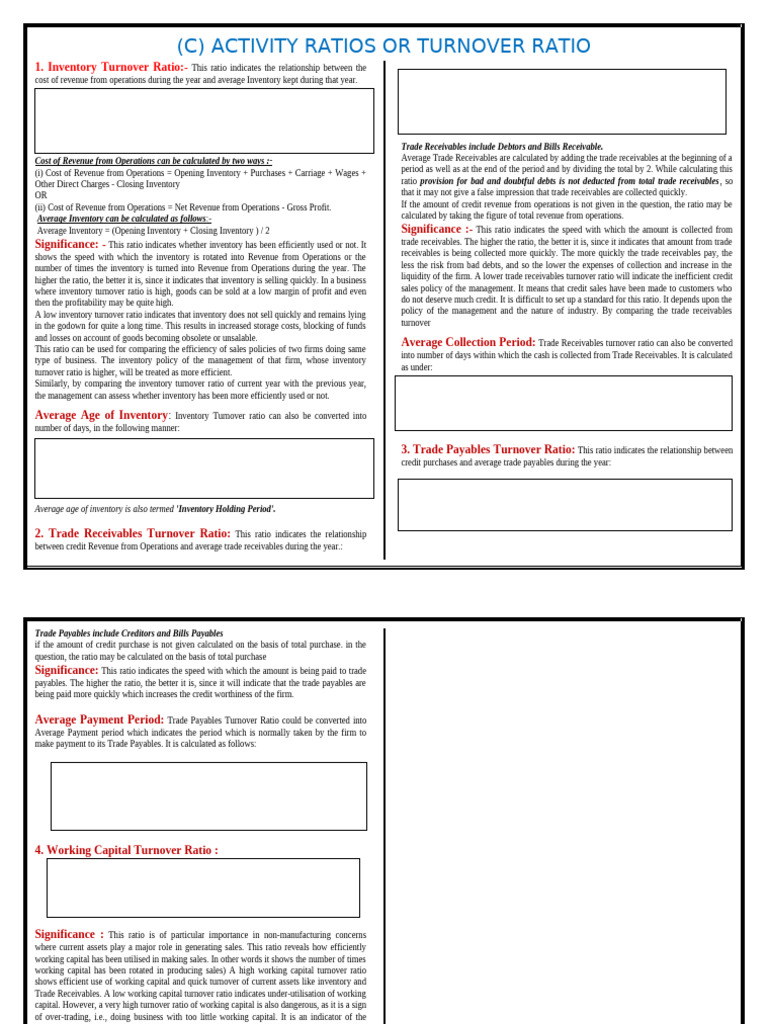 RATIO ANLYSIS Part 3 | PDF | Revenue | Working Capital