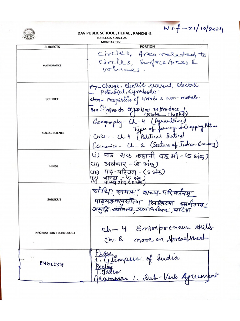 X Monday Test Portion | PDF