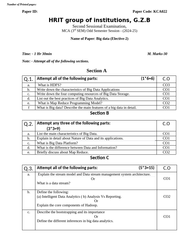 Bigdata 2nd Sessional | PDF | Big Data | Analytics