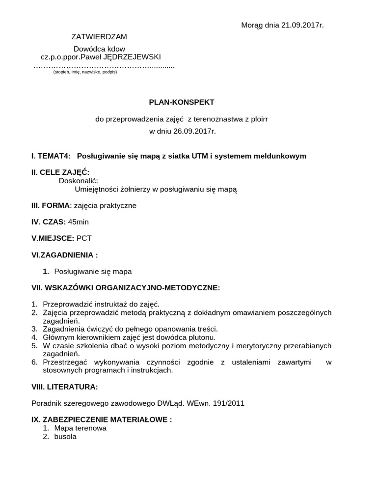 T-4 POSŁUGIWANIE Mapą UTM 26.09.2017r. | PDF