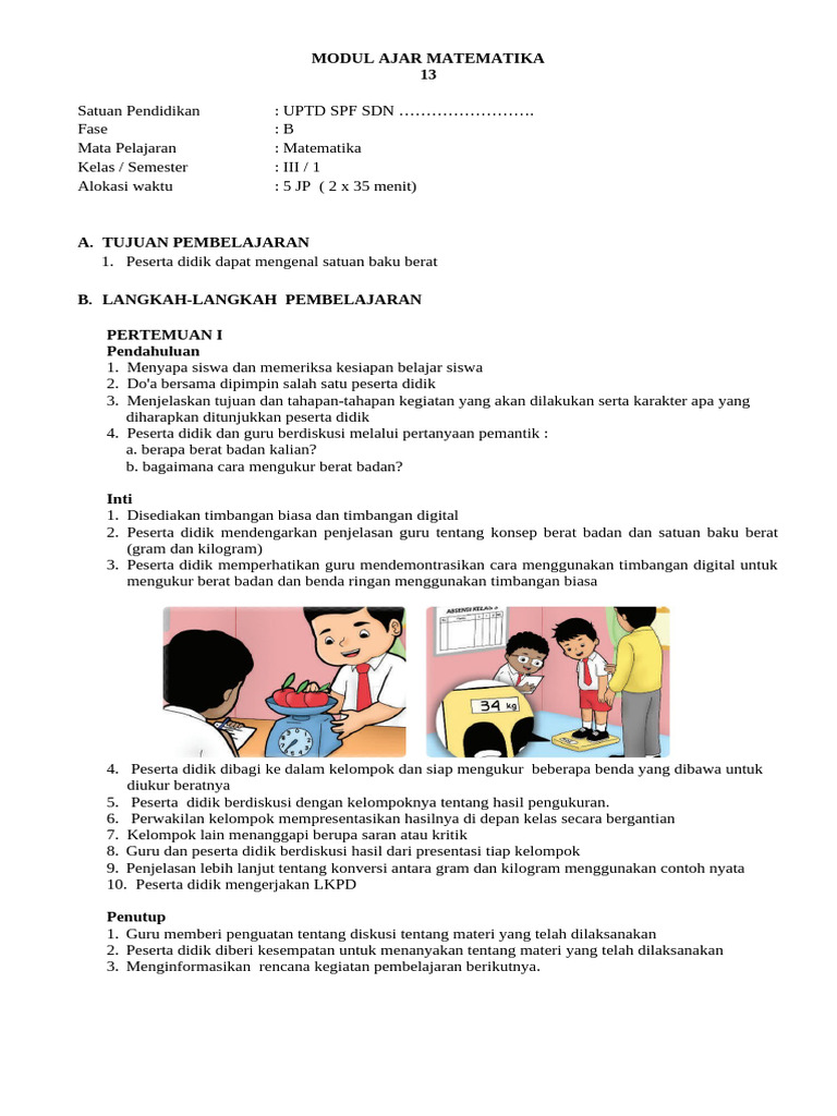 Modul Ajar Matematika Kelas 3 SD | PDF | Karier & Perkembangan