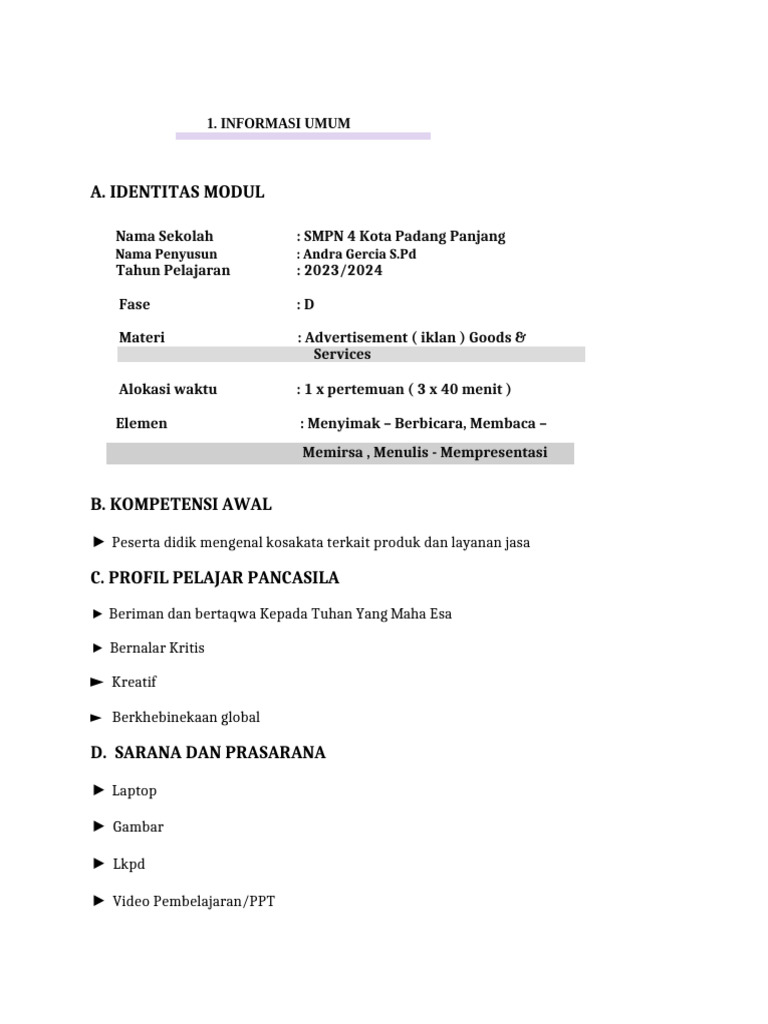 Modul Ajar Advertisement Kelas 9 - Compress | PDF | Seni